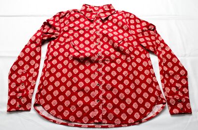Boden Women's Sienna Cord Shirt AN3 Rhythmic Red Ornate Stamp Size US:6 UK:10