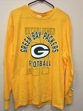 NFL Green Bay Packers Long Sleeve Yellow Green Shirt MEN'S SIZE LARGE ZP-4003