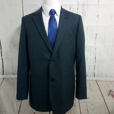 John Ashford Macy's 44L 2 Button Birdseye Blue Suit Blazer Sports Coat 