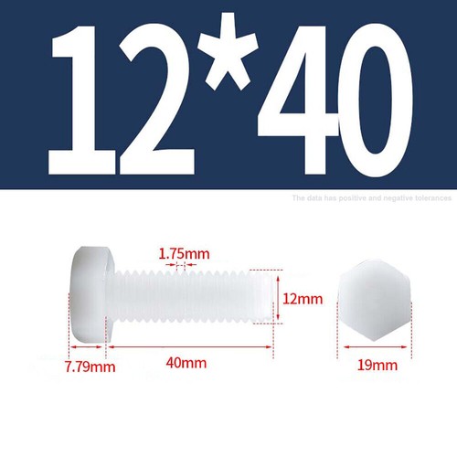 M3 - M12 White Nylon Bolt Hex Set Screws DIN 933 Hexagon Set Screws Grade 66 - Picture 84 of 91