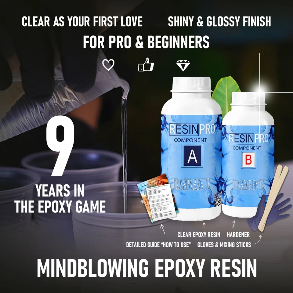 "Resin-Pro" Super-glossy Non-Toxic Clear Epoxy Resin (Resin + Hardener) 🔥 - Image 2 of 4