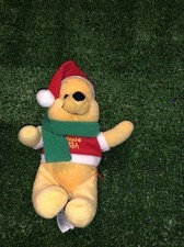 Vintage Disney Winnie The Pooh Christmas Hat and Scarf 8" Stuffed Plush