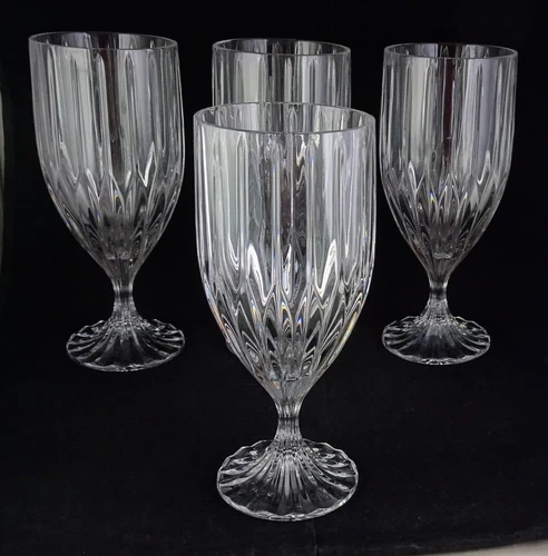 Four Mikasa Park Lane Crystal Glass Iced Tea Goblets
