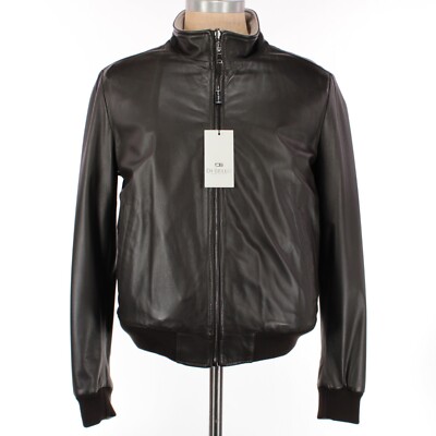 Di Bello NWT Ovine Leather Jacket Reversible Size 50 M Dark Brown/Tan Melange
