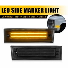 2x Front Signal Side Marker Lights Smoke For 1981-91 Gmc Chevy Pickup Truck Eah