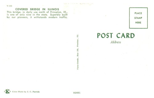 Postcard IL Covered Bridge Princeton Signs - Picture 2 of 2