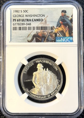 1982-S PROOF GEORGE WASHINGTON COMMEMORATIVE SILVER HALF DOLLAR PF69 NGC