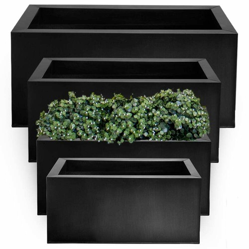 Zinc Metal Black Planter Plant Trough Garden Outdoor Large Rectangular ...