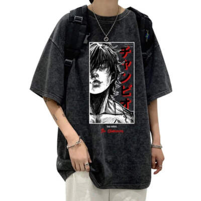 Anime Grappler Baki Hanma T-Shirts Unisex Harajuku Streetwear Fashion Washed T-S
