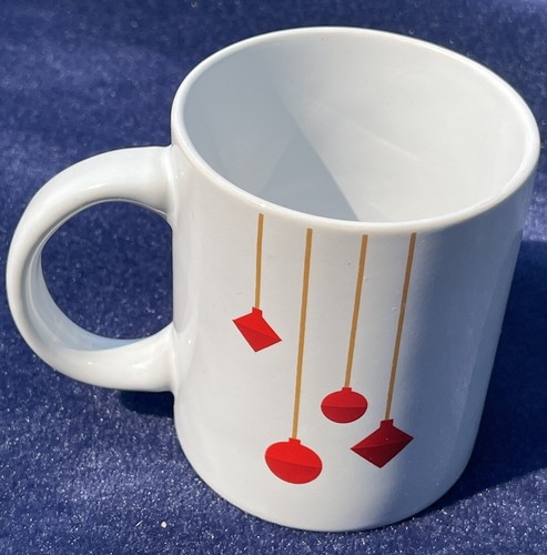 Starbucks Ceramic Christmas Coffee Mug Cup White Red Ornaments 10.8 FL Oz Small