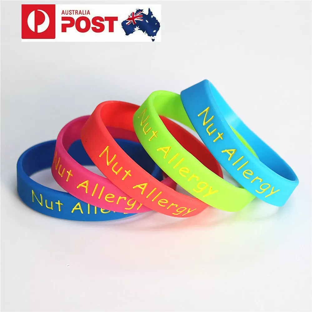 1x Nut Allergy Silicone Wristband Bracelet Medical Alert Food Small Anaphylactic