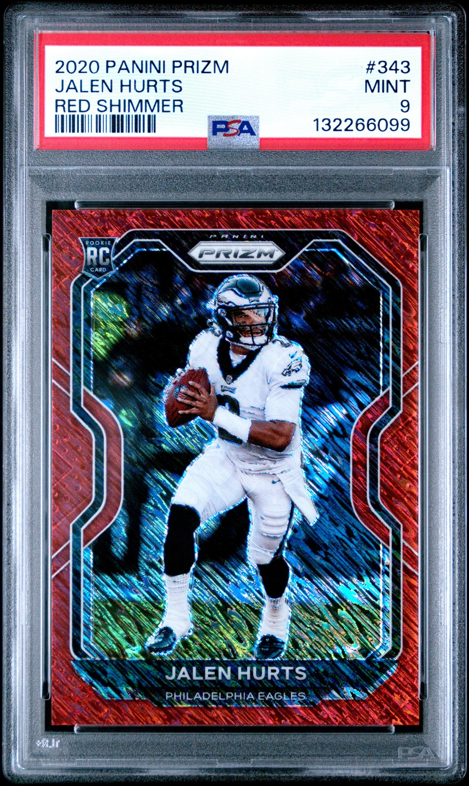 2020 PANINI PRIZM RED SHIMMER #343 JALEN HURTS ROOKIE RC 21/35 PSA 9
