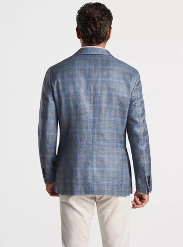 PETER MILLAR Crown Crafted Andover Plaid Sport Coat Blazer Jacket Blue 42L NWT - Picture 2 of 15