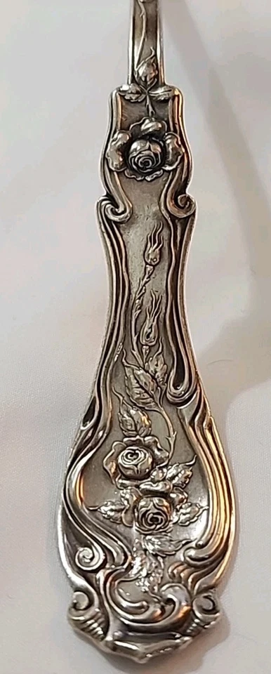 Antiguo cucharón de sopa Wm A Rogers plato de plata A1 patrón Glenrose ornamentado EC  Foto 4 de 4