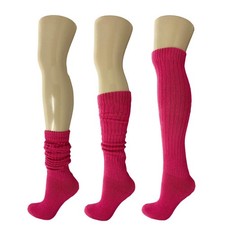 Fuchsia Cotton Slouch Socks for Women Extra Heavy Extra Long