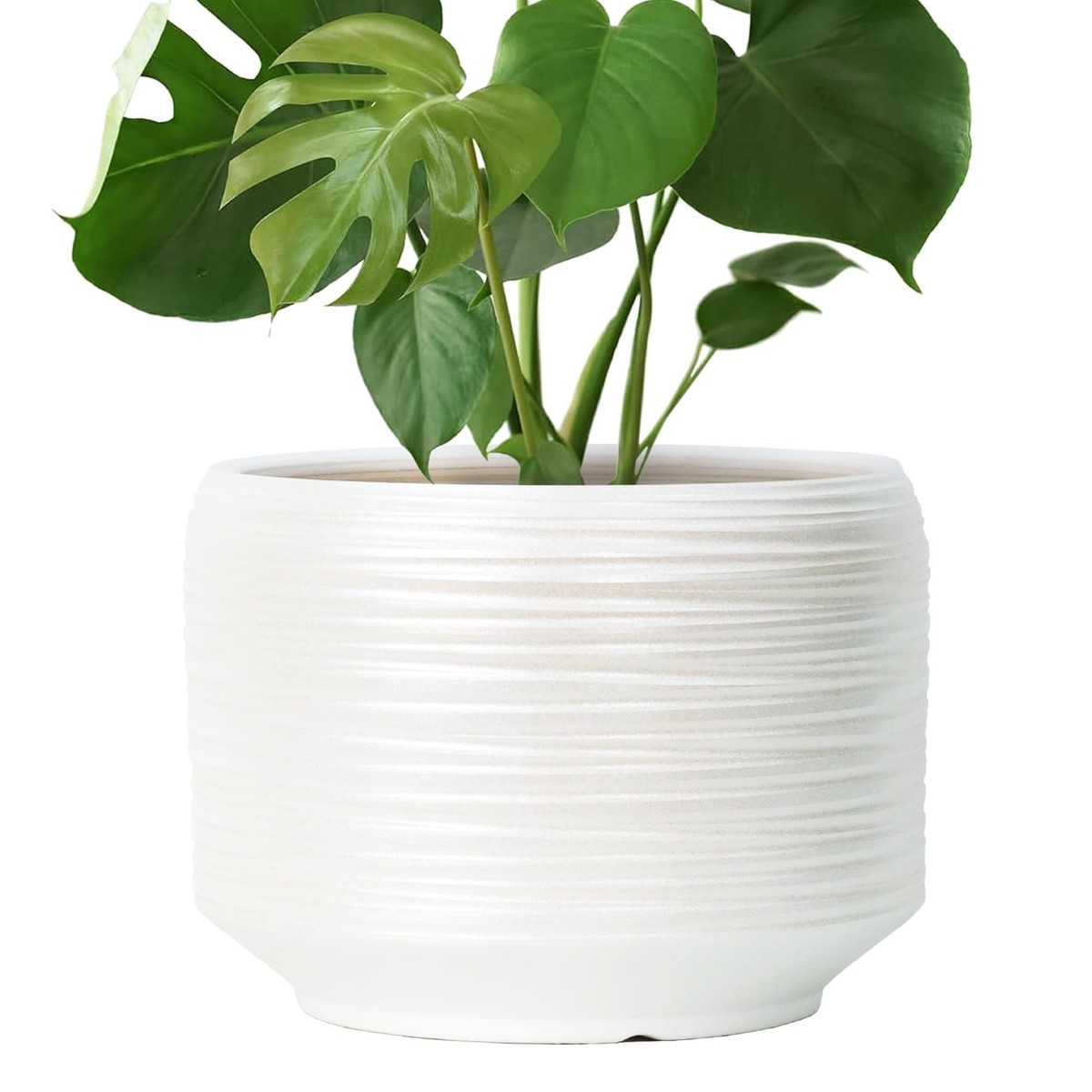 10 Inch Ceramic Plant Pot with Drainage  Large Flower Pot for Indoor  Outdoor...