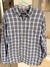 Orvis Active Fit Shirt Mens Medium Blue Plaid Fishing Travel Stretch Button Up