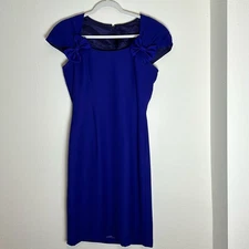 Vintage Victor Costa Romantica Short Sleeve Cocktail Dress Royal Blue