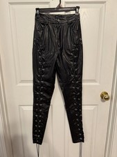Black Faux Leather Lace Up Pants Skinny Size 4