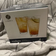 Libbey Endure Glassware Set 4 Pieces NEW OPEN BOX 16oz Glasses.