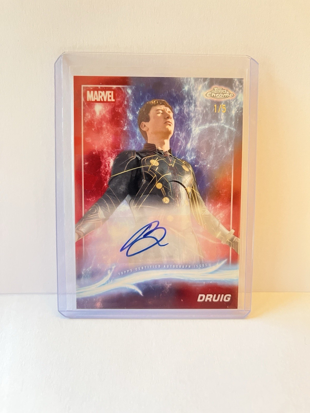 Topps Chrome Marvel Studios red Sapphire Druig Barry Koeghan Auto /5 Bookend!!