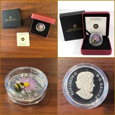 2012 Canada RCM Royal Canadian Mint Aster Glass Bumble Bee silver coin .9999