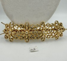 Vintage Gold Tone Filigree Floral Barrette Hair Clip Scrollwork Flower Design