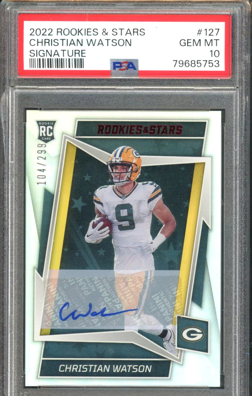 Christian Watson Panini Rookies & Stars #127 Signature