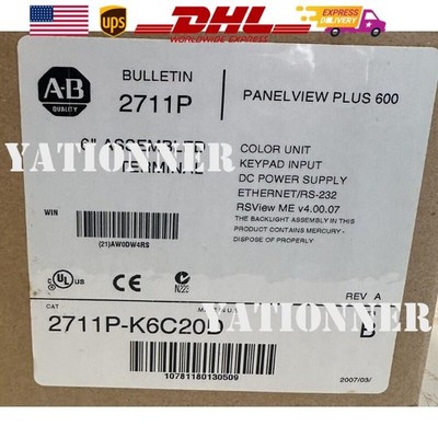 2711P-K6C20D /B NEW AB PanelView Plus 600 EtherNet KEYPAD DISPLAY HT US Free Tax