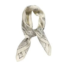 Western Cowgirl Boho Bandana Print Silky Feel Wild Rag Scarf White