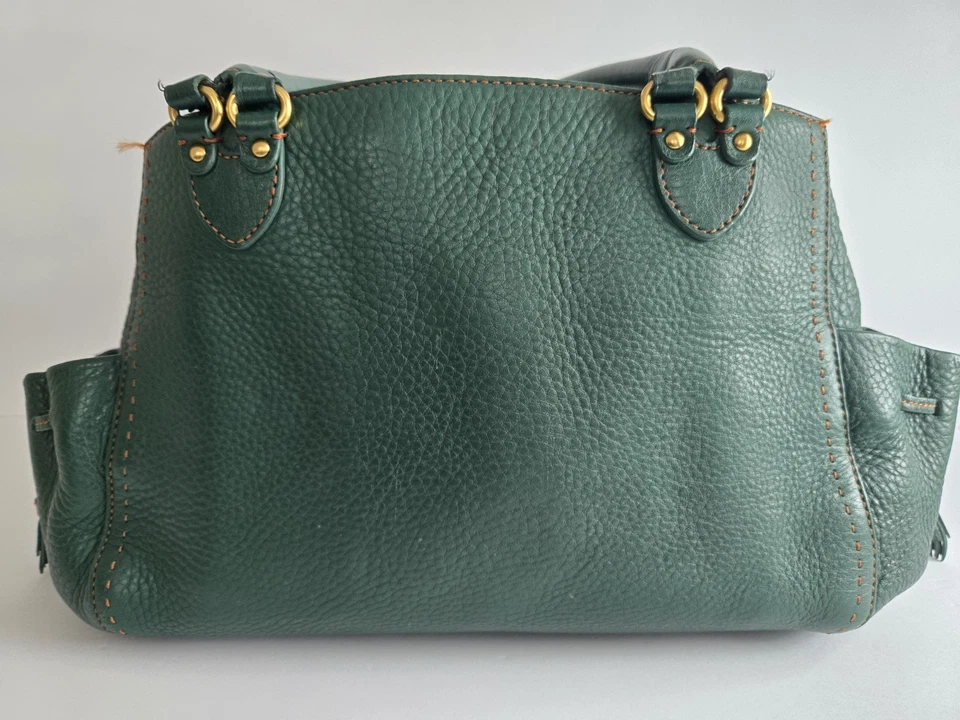 Винтажная зеленая сумочка Cole Haan начала 90-х с оранжевой подкладкой - Изображение 2 из 4