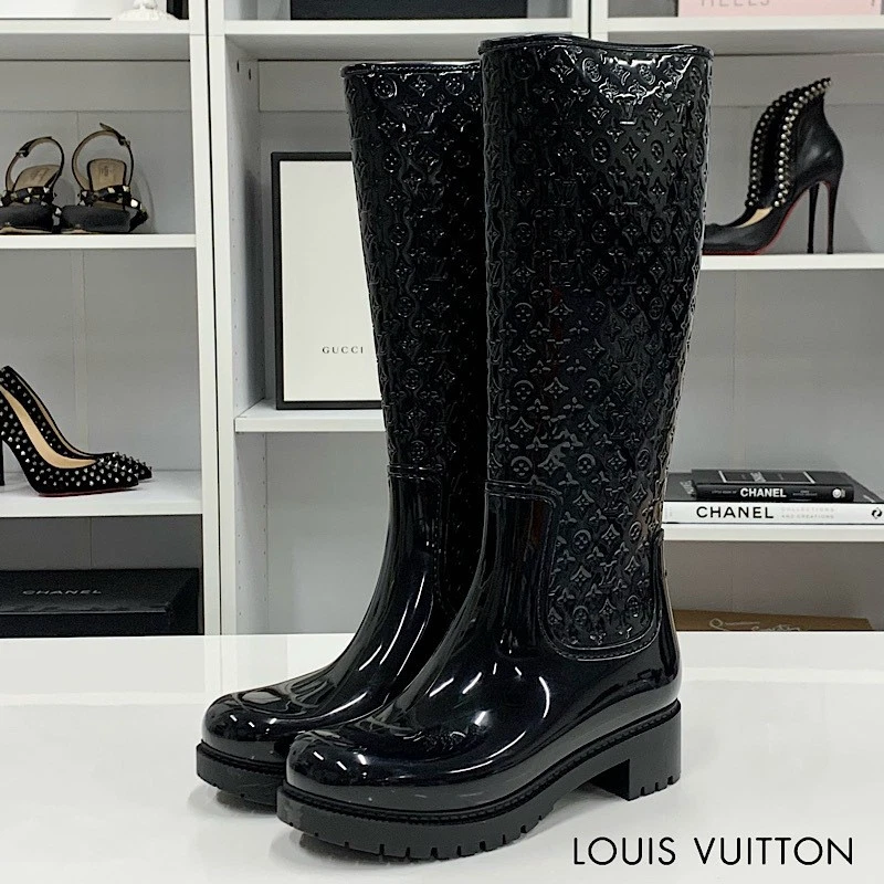 路易威登女式雨靴黑色| eBay