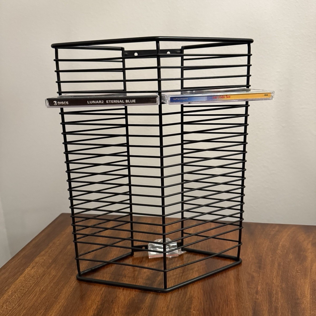 Vintage Black Wire CD Tower Rack Stand Holds 44 CDs 14” Tall