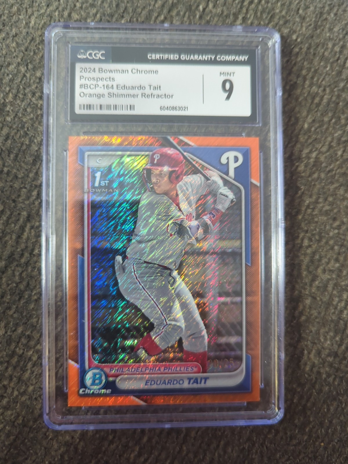 2024 Bowman Chrome Prospects Eduardo Tait BCP-164 Orange Shimmer /25 Phillies