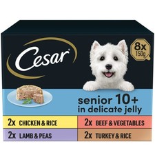 48 x 150g Cesar Senior Wet Dog Food Trays Mixed Selection in Jelly 5.52 per kilo