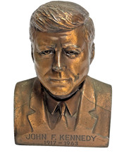 John F Kennedy Banthrico Coin Bank Copper Color Chicago Slot Bottom No Key