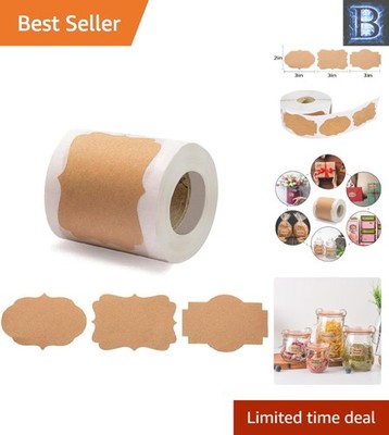 Versatile 300 Pcs 2'' x 3'' Kraft Tag Stickers - Perfect for Gifts and Labels