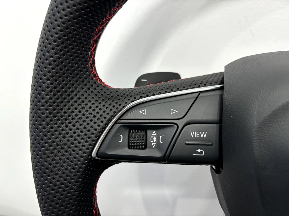 Audi SQ5 FY SQ7 4M SQ8 S4 B9 AVANT S5 RS Perforated Flat Bottom Steering Wheel - Image 3 of 4