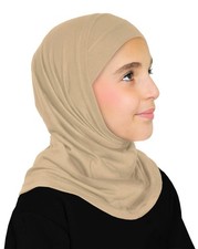 Girls Hijab Muslim Kids Amira 2 PCS Instant Head Scarf Hood Tube Cap