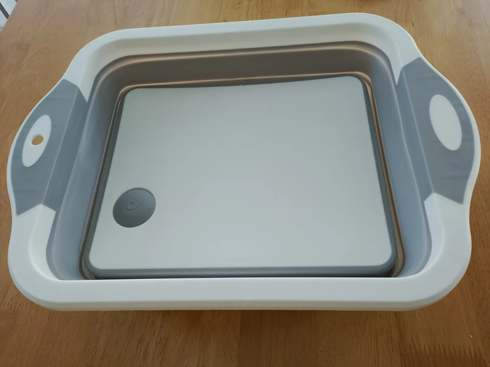 Foldable Cutting Board & Wash Basin 17x12 Gray – Space-Saving Kitchen Prep Sink - Image 4 of 4