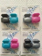 TRAVEL GUARD 4 PACK MICROBAN MICROBIAL TOOTHBRUSH CLIP ON COVERS 8 PCS TOTAL NEW