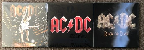 AC/DC 4 LP VINYL LOT Nice STIFF UPPER LIP Black Ice ROCK OR BUST Excellent Set