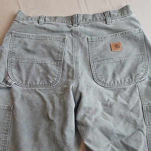 Carhartt Men’s Olive Canvas Vintage Leather Patch Work Pants 32x32 