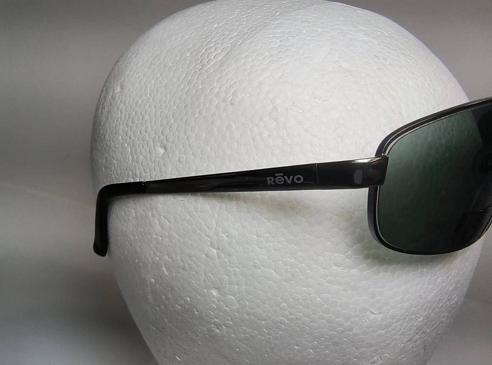 Gafas de sol envolventes rectangulares de metal plateado Revo 3014 080/K3 monturas 61-18 125 Italia Foto 3 de 4