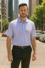 Collars & Co Men's Size S Purple Check Polo Lightweight Shirt