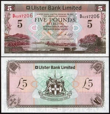 NORTHERN IRELAND 5 Pounds PREFIX D 2007 P-340 Ulster Bank Limited UNC