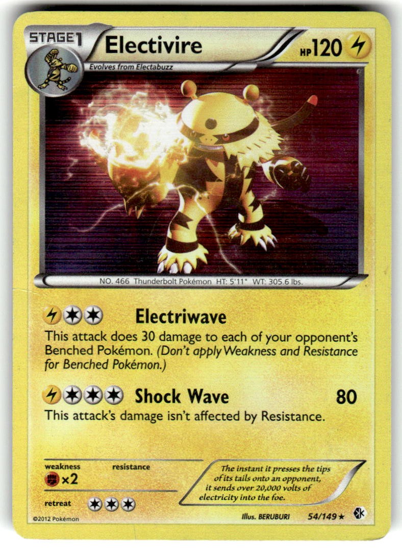 Electivire 54/149 Holo Rare Boundaries Crossed Pokemon Moderately Played