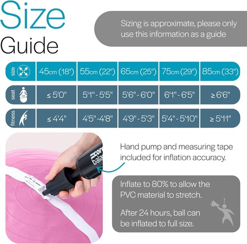 Pelota de Gimnasio Ejercicio Fitness Yoga Embarazo Anti Ráfaga 85cm con Bomba - Imagen 5 de 8