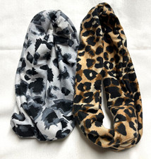 2 Head band set- Gray and Tan Cheetah Print
