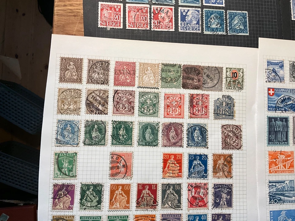 Sellos de Suiza sentados Helvetia en Suecia 1800 en buen lote vintage (x7) Foto 2 de 4